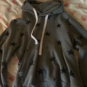 Star-Patterned Gray Hoodie